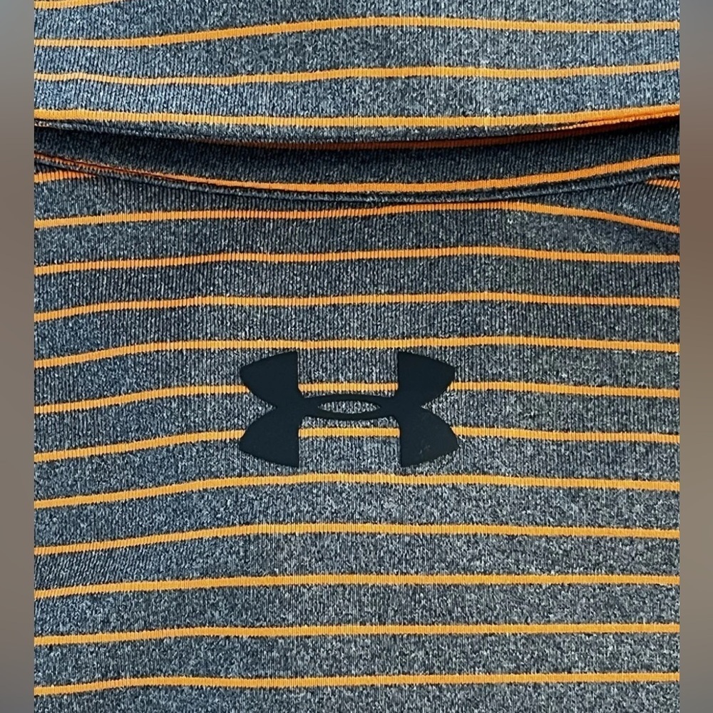 Under armour polo shirt adult large L gra orange short sleeve performance mens - Picture 5 of 6